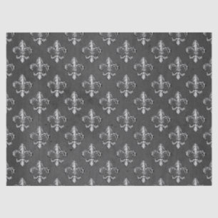 Papier Mousseline Fleur de Lis sur la découpage gris