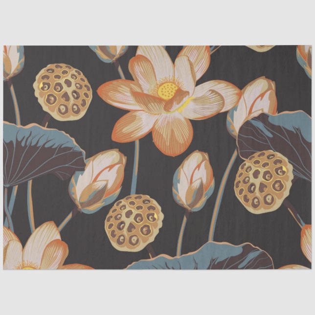 Papier Mousseline Fleur de lotus asiatique. (Recto)