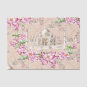 Papier Mousseline Fleur de lotus indien aquarelle Taj Mahal