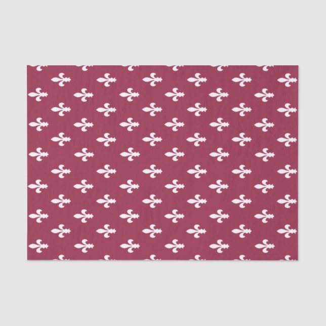 Papier Mousseline Fleur de Lys victorienne framboise (Recto)