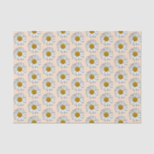 Papier Mousseline Fleur de marguerite blanche simple Motif sur beige
