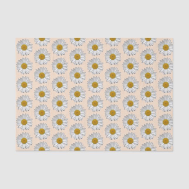 Papier Mousseline Fleur de marguerite blanche simple Motif sur beige (Recto)