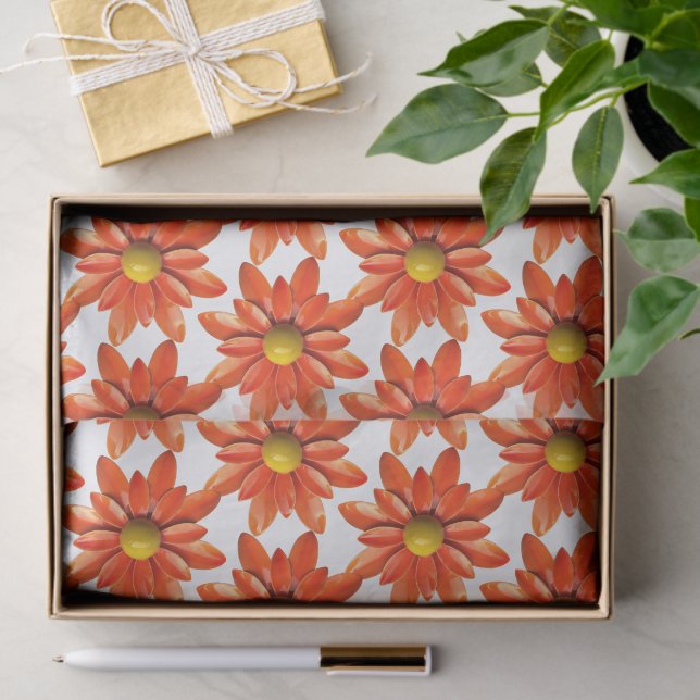 Papier Mousseline Fleur de marguerite orange - Mariage de printemps  (Cadeau)