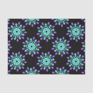 Papier Mousseline Fleur de néon pourpre et turquose