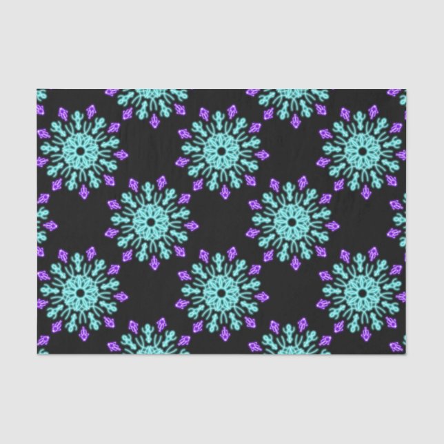 Papier Mousseline Fleur de néon pourpre et turquose (Recto)