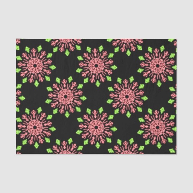 Papier Mousseline Fleur de néon rouge et vert (Recto)