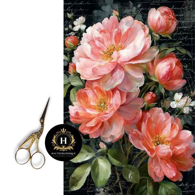 Papier Mousseline Fleur de Pivoine Corail Découpage (Créateur téléchargé)