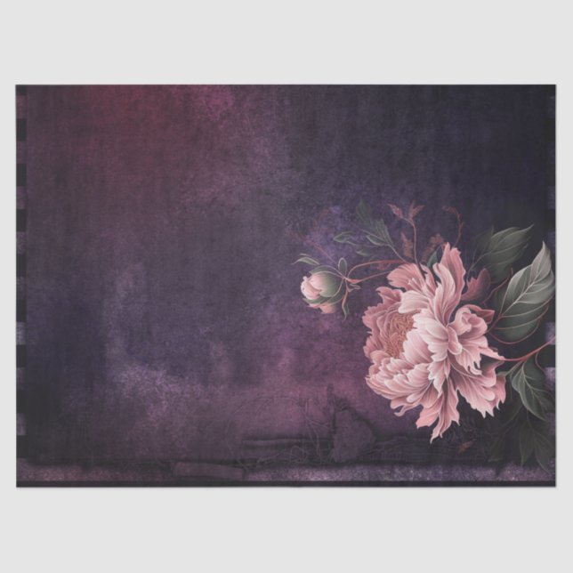 Papier Mousseline Fleur de pivoine rose sur la page de découpage vio (Recto)