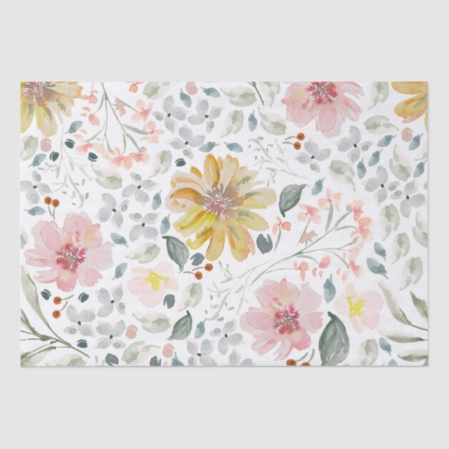 Papier Mousseline Fleur de printemps aquarelle  (Recto)