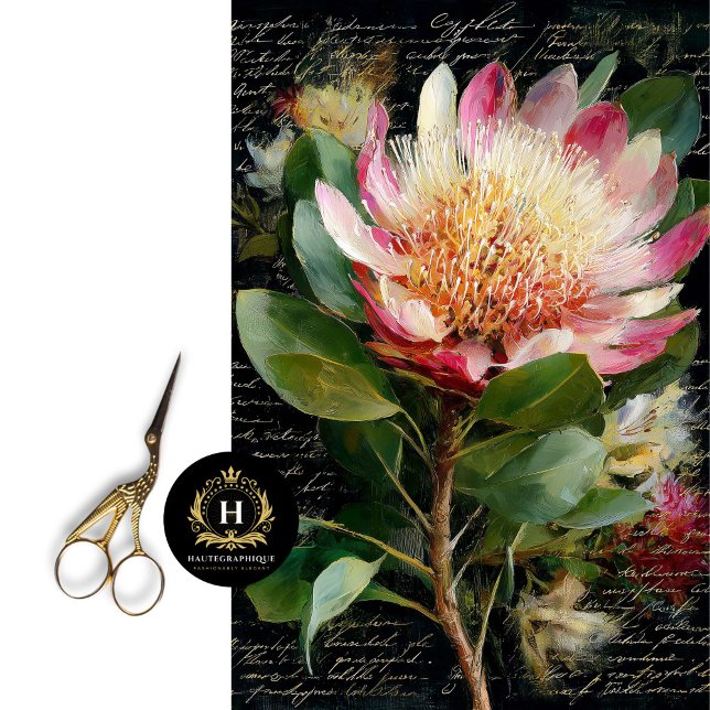 Papier Mousseline Fleur de Protea Roi Rose Decoupage (Add a Botanical Surprise Inside Cabinet Doors)