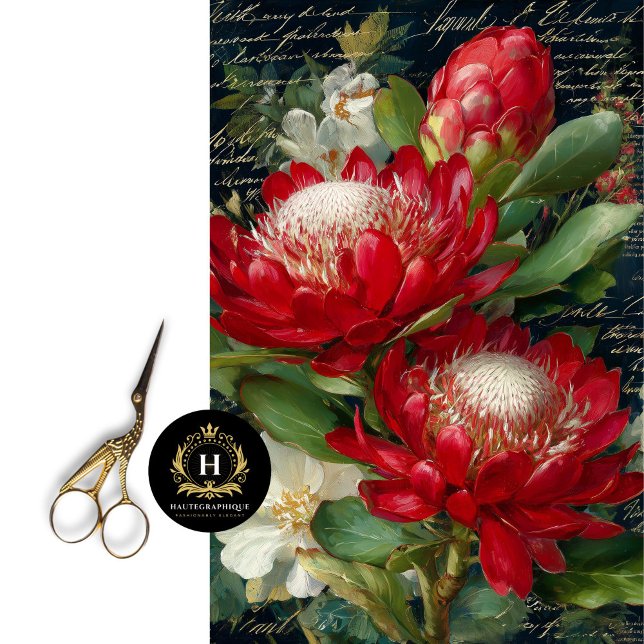 Papier Mousseline Fleur de Protea Roi Rouge Decoupage (Cover Coasters & Placemats for a Cohesive Table)
