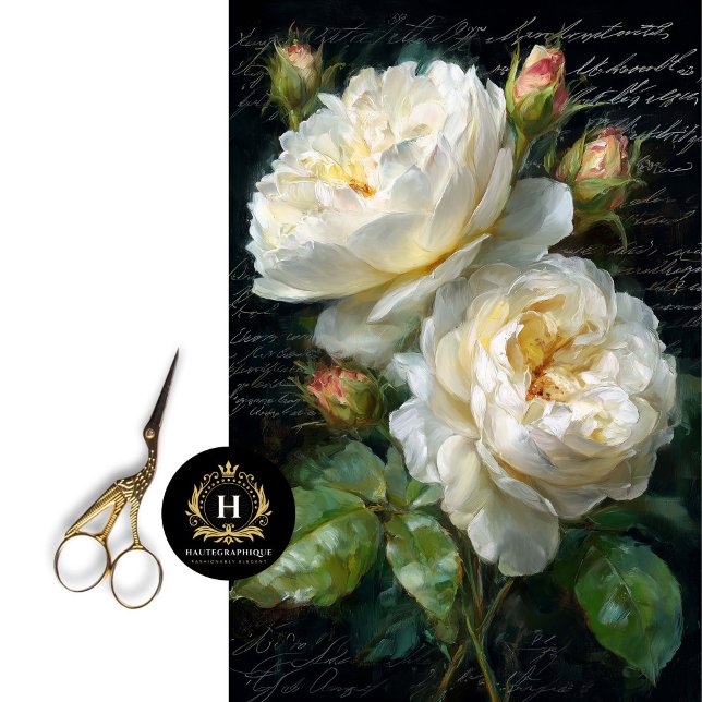 Papier Mousseline Fleur de rose crème Découpage (Refresh a Side Table with Moody Botanicals.)