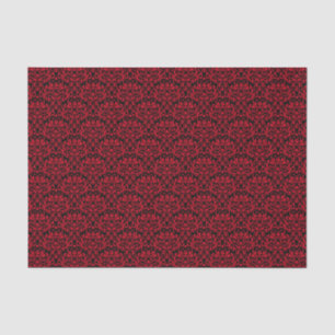 Papier Mousseline Fleur de rose noire et rouge Damas