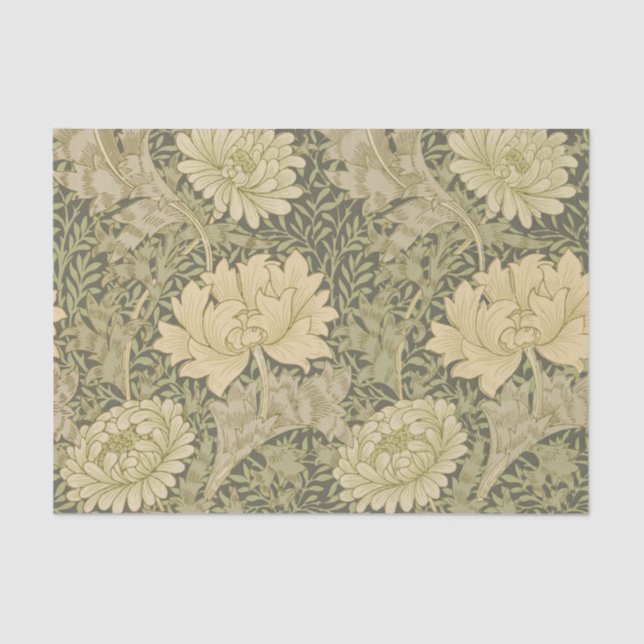 Papier Mousseline Fleur de Sauge Chrysanthème de William Morris (Recto)