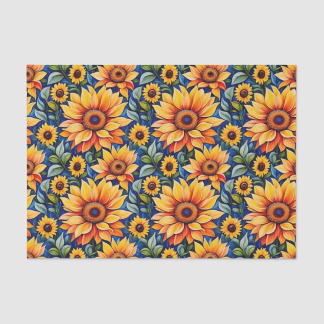 Papier Mousseline Fleur de soleil jaune moderne (Recto)