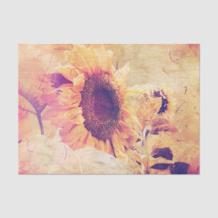 Papier Mousseline Fleur de tournesol Jaune Dégage Vintage Pays Flora