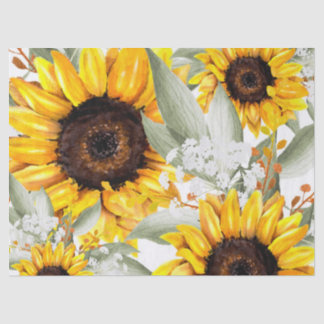 Papier Mousseline Fleur de tournesol Jaune Floral Rustique Automne F