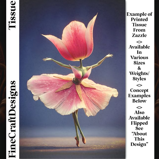 Papier Mousseline Fleur de Tulipe rose Ballerina DJ7RF Découpage (Créateur téléchargé)