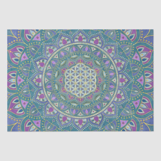 Papier Mousseline Fleur De Vie - Mandala India Style 1 (Recto)