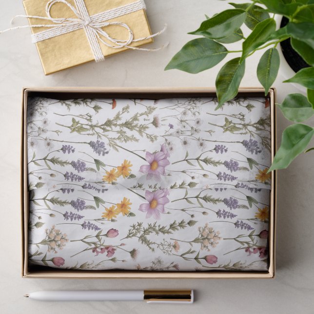 Papier Mousseline Fleur d'eau aquarelle rose violet (Cadeau)