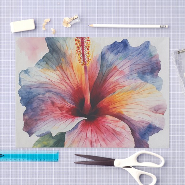 Papier Mousseline Fleur d'Hibiscus (Artisanat)
