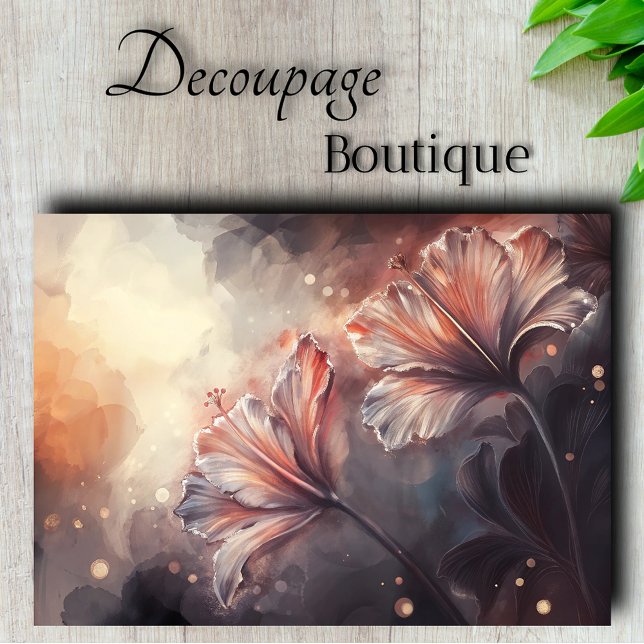 Papier Mousseline Fleur d'Hibiscus Éthérée en Découpage (Ethereal Hibiscus Bloom Decoupage Tissue Paper)