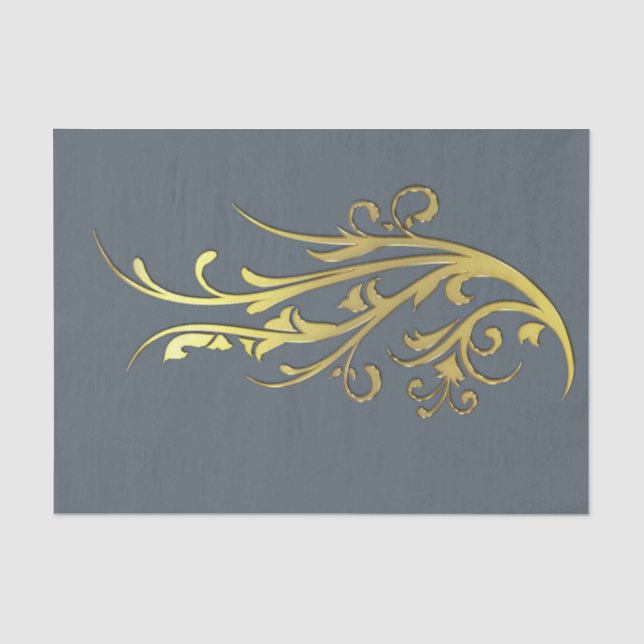 Papier Mousseline Fleur d'or fausse de luxe abstrait (Recto)