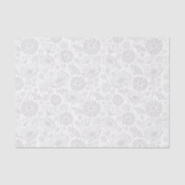 Papier Mousseline Fleur douce (Gris | BLANCHE) (Recto)