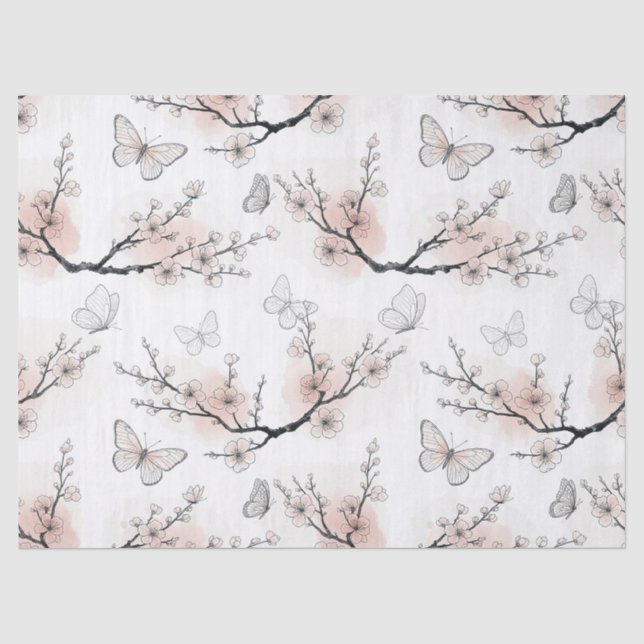 Papier Mousseline Fleur Élégante de Papillon (11) (Recto)