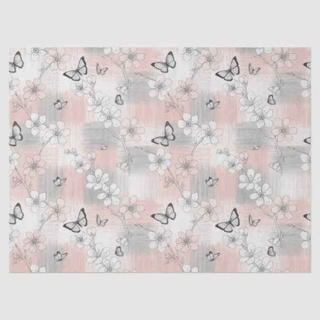 Papier Mousseline Fleur Élégante de Papillon (3) (Recto)
