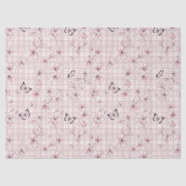 Papier Mousseline Fleur Élégante de Papillon (4) (Recto)