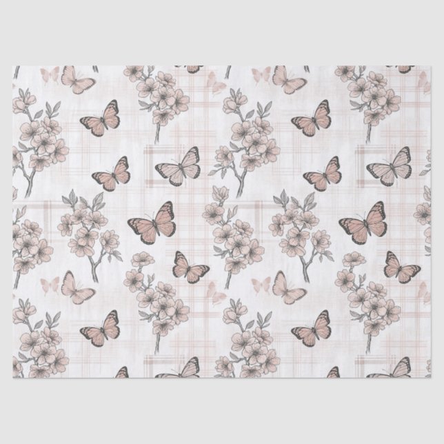 Papier Mousseline Fleur Élégante de Papillon (6) (Recto)