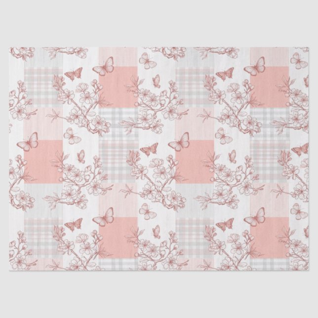 Papier Mousseline Fleur Élégante de Papillon (7) (Recto)