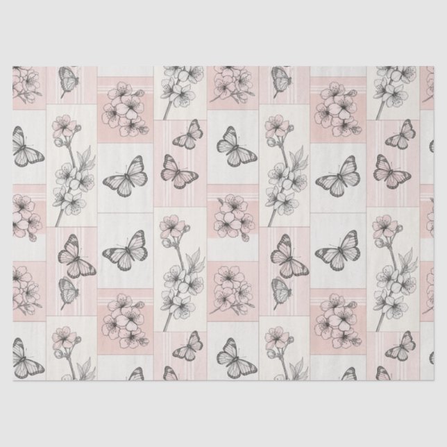 Papier Mousseline Fleur Élégante de Papillon (8) (Recto)