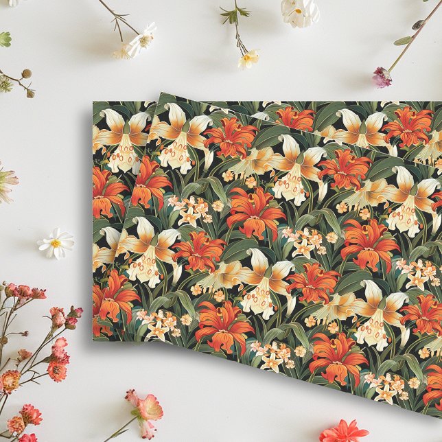 Papier Mousseline Fleur Florale Art Nouveau sans couture (Créateur téléchargé)