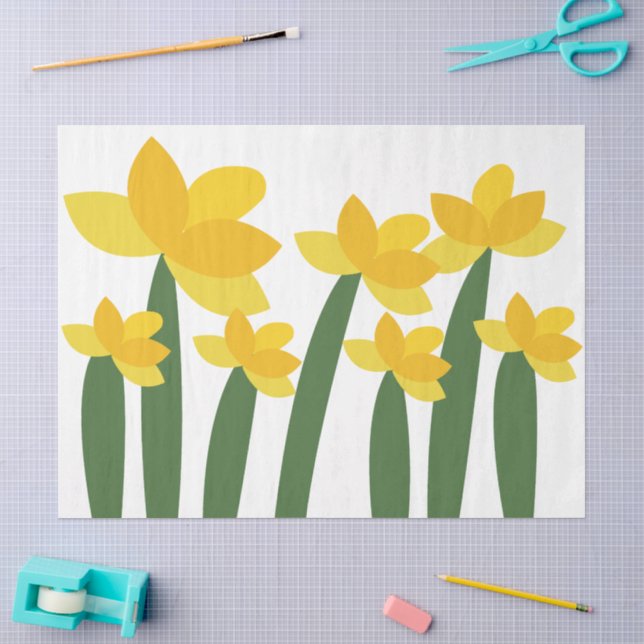 Papier Mousseline Fleur Florale de Jonquille Jaune (Artisanat)