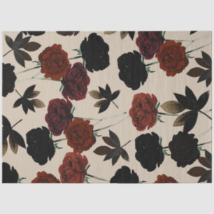Papier Mousseline Fleur foncée en gras Rouge & Noir Beige Botanique