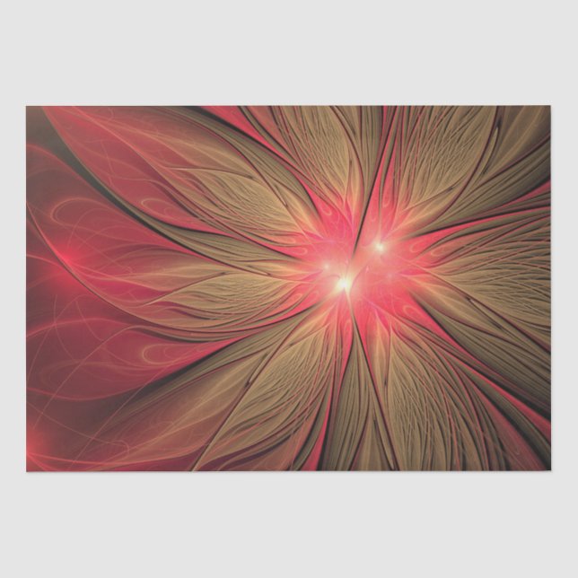 Papier Mousseline Fleur fractale de fansy rouge (Recto)