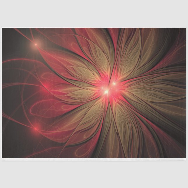 Papier Mousseline Fleur fractale de fansy rouge (Recto)