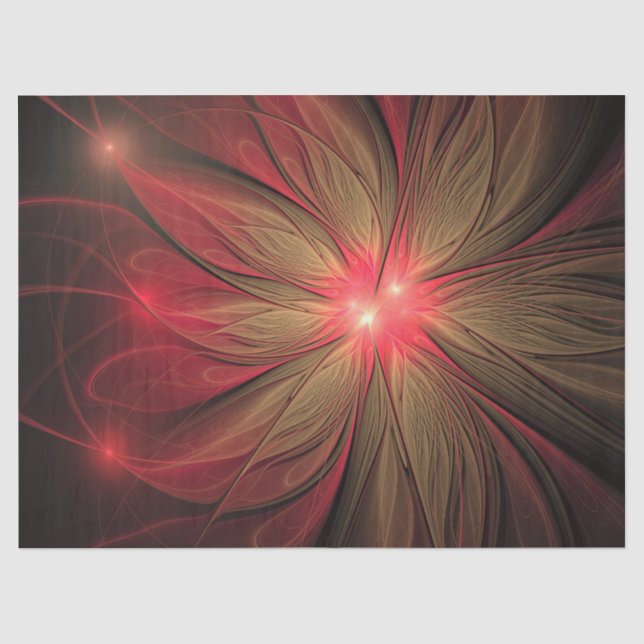Papier Mousseline Fleur fractale de fansy rouge (Recto)