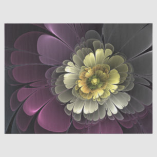 Papier Mousseline Fleur fractale grise de pourpre moderne abstraite