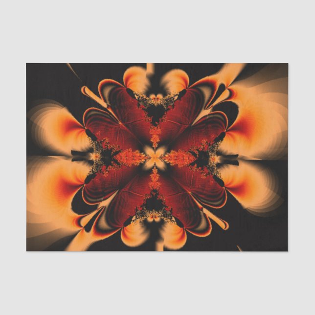 Papier Mousseline Fleur fractale orange (Recto)