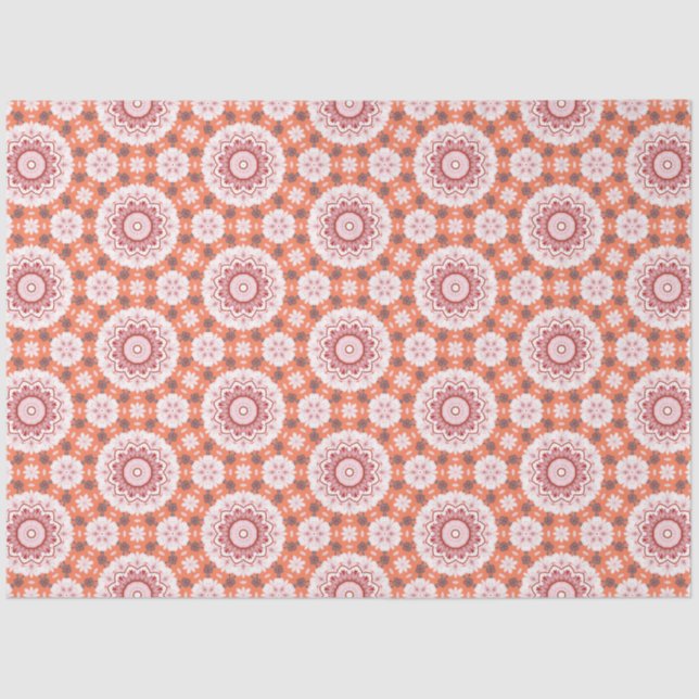 Papier Mousseline Fleur japonaise design en orange blanc découpage (Recto)