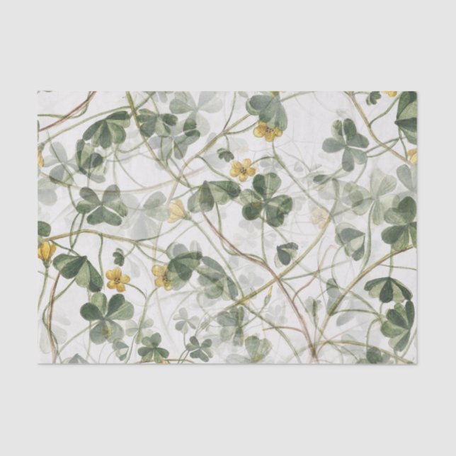 Papier Mousseline Fleur Jaune Vert Clocher Floral Découpage (Recto)