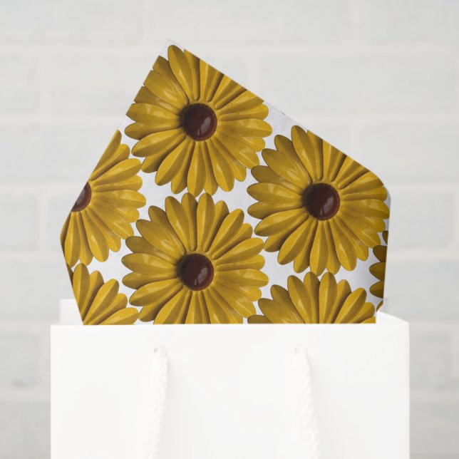 Papier Mousseline Fleur marguerite Jaune été Anniversaire Bouquet de (Sac cadeau)