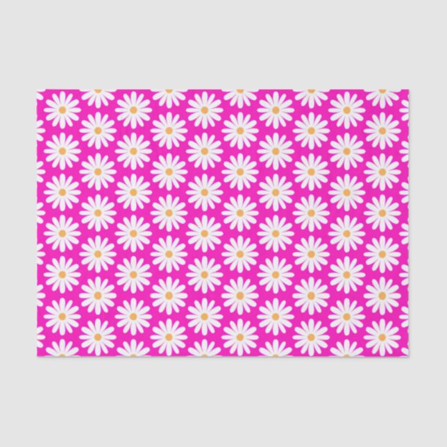 Papier Mousseline Fleur marguerite rose et blanc (Recto)