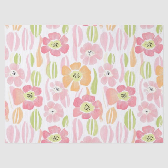 Papier Mousseline Fleur pastel rétro (1) (Recto)