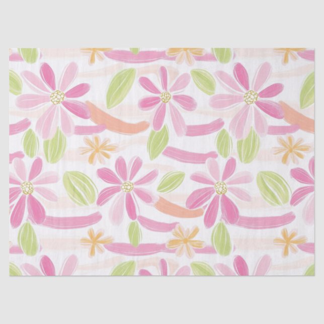 Papier Mousseline Fleur pastel rétro (2) (Recto)