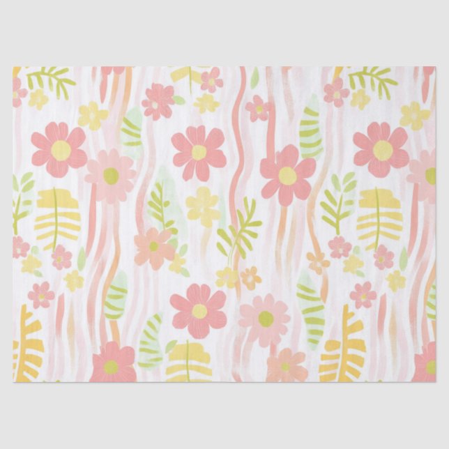 Papier Mousseline Fleur pastel rétro (3) (Recto)
