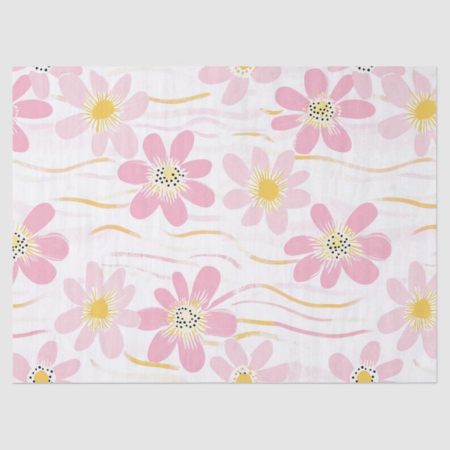 Papier Mousseline Fleur pastel rétro (4) (Recto)